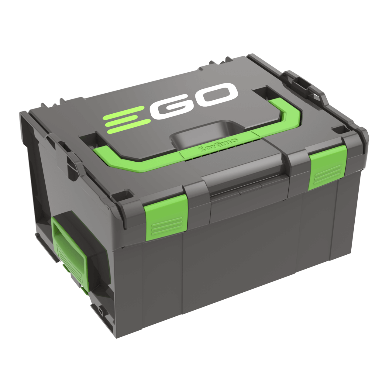 Transportna kutija za nošenje 5 prenosivih akumulatora EGO svih veličina. Može se spojiti na BBOX3000